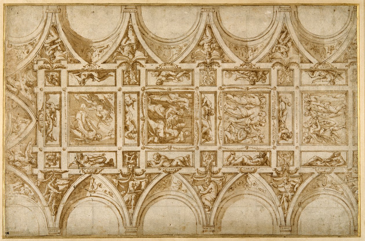 Conception pour le plafond du réfectoire du Collège des Jésuites à Cortona - Giorgio Vasari