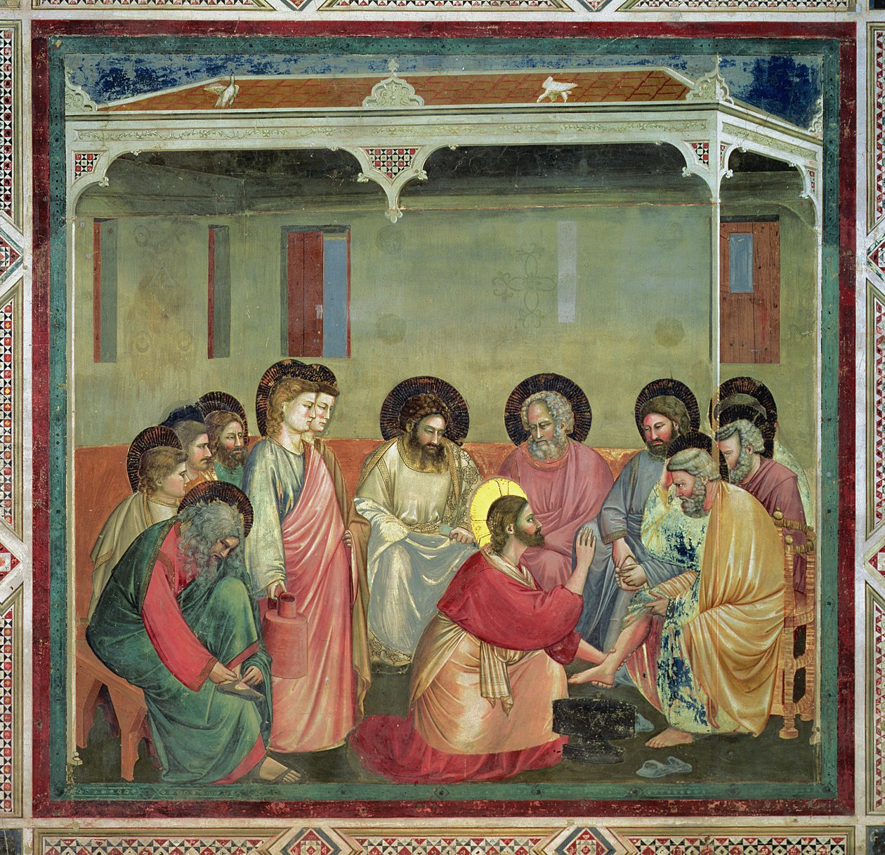 Le Christ lavant les pieds des disciples (post restauration) - Giotto di Bondone