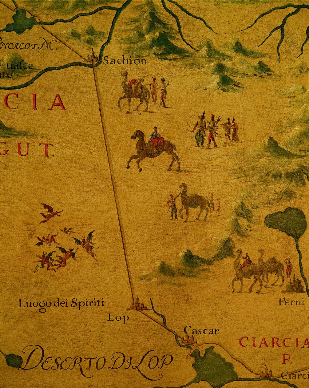 Désert de Lop et maison des esprits et des fantômes traversés par Marco Polo - Giovan Battista Ramusio