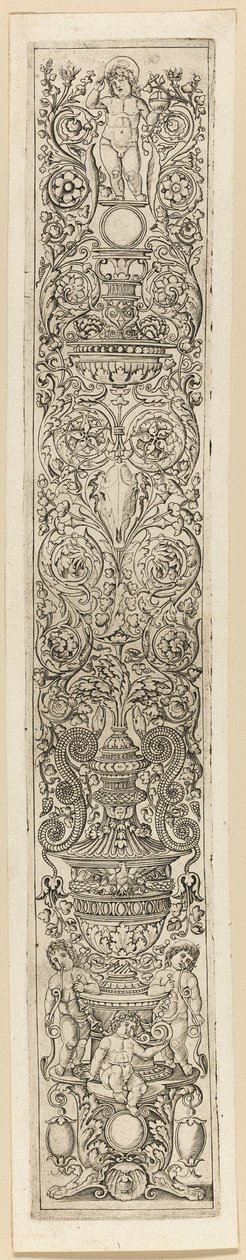Trois Enfants Soufflant des Cornes, planche huit de Douze Panneaux d