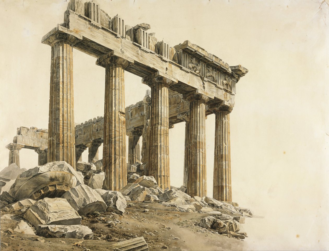 Le coin sud-est du Parthénon, Athènes - Giovanni Battista Lusieri