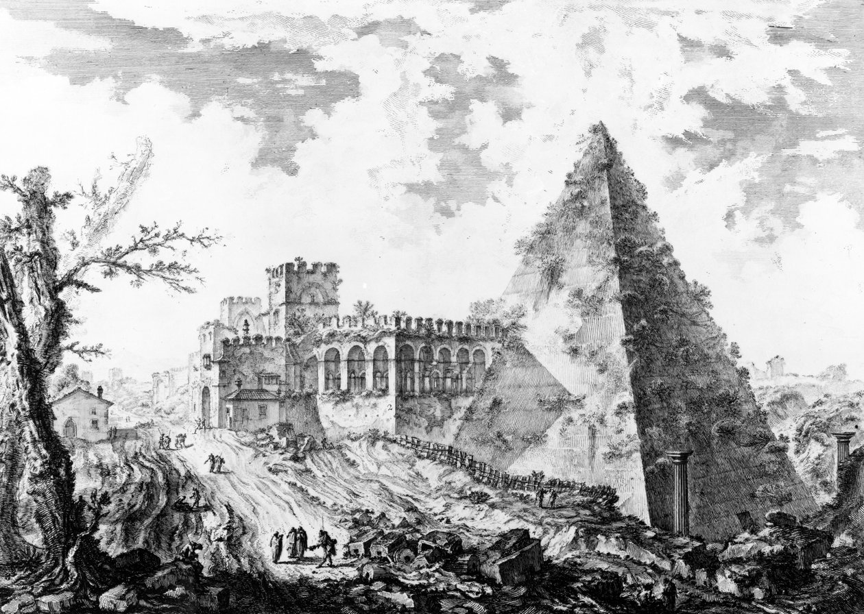 Vue de la Pyramide de Caius Cestius, de la série 