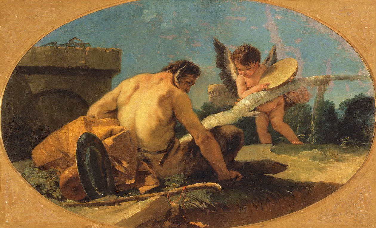 Satyre et Putto avec un tambourin - Giovanni Battista Tiepolo