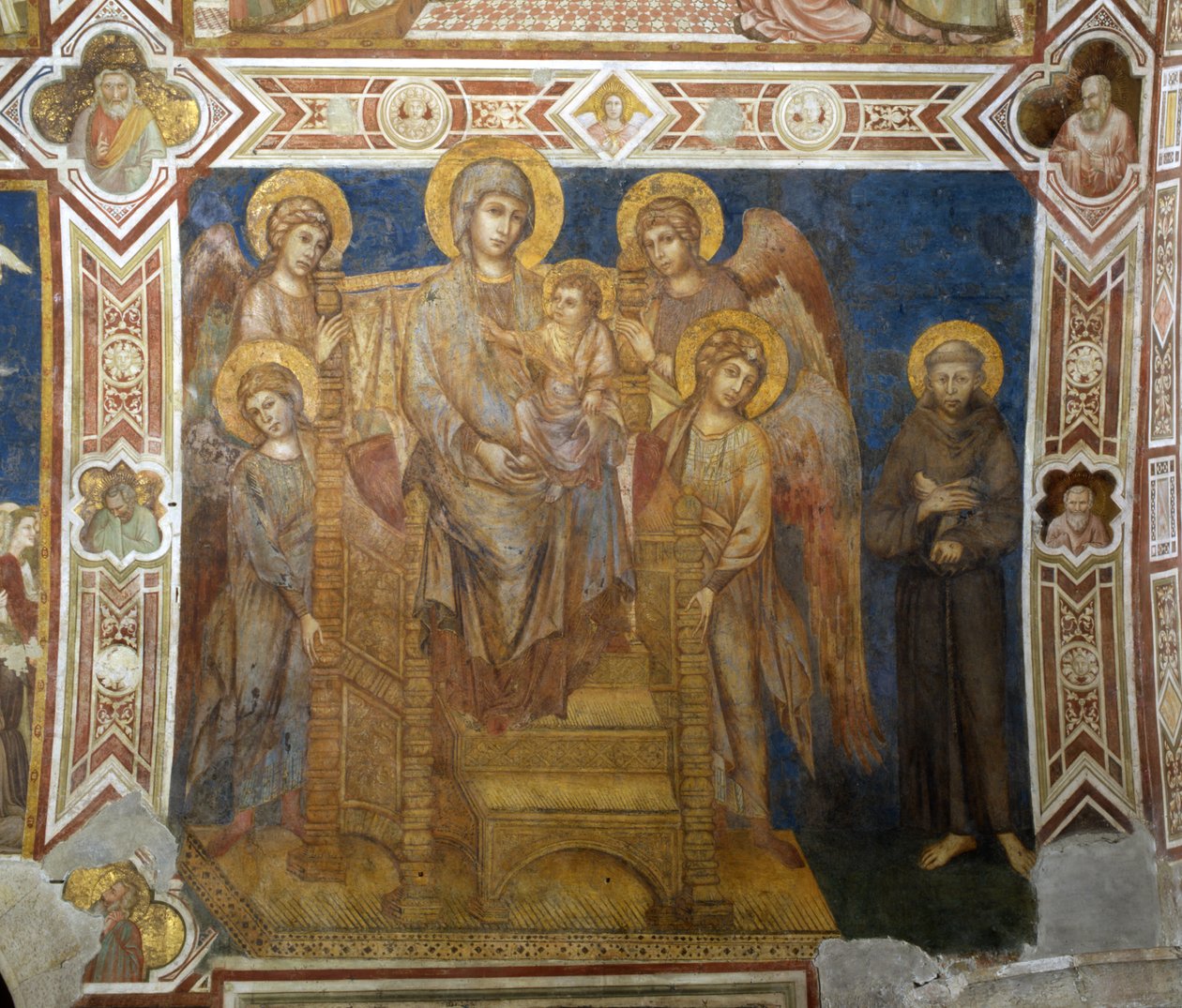 Madone et Enfant en trône avec des anges et Saint François d