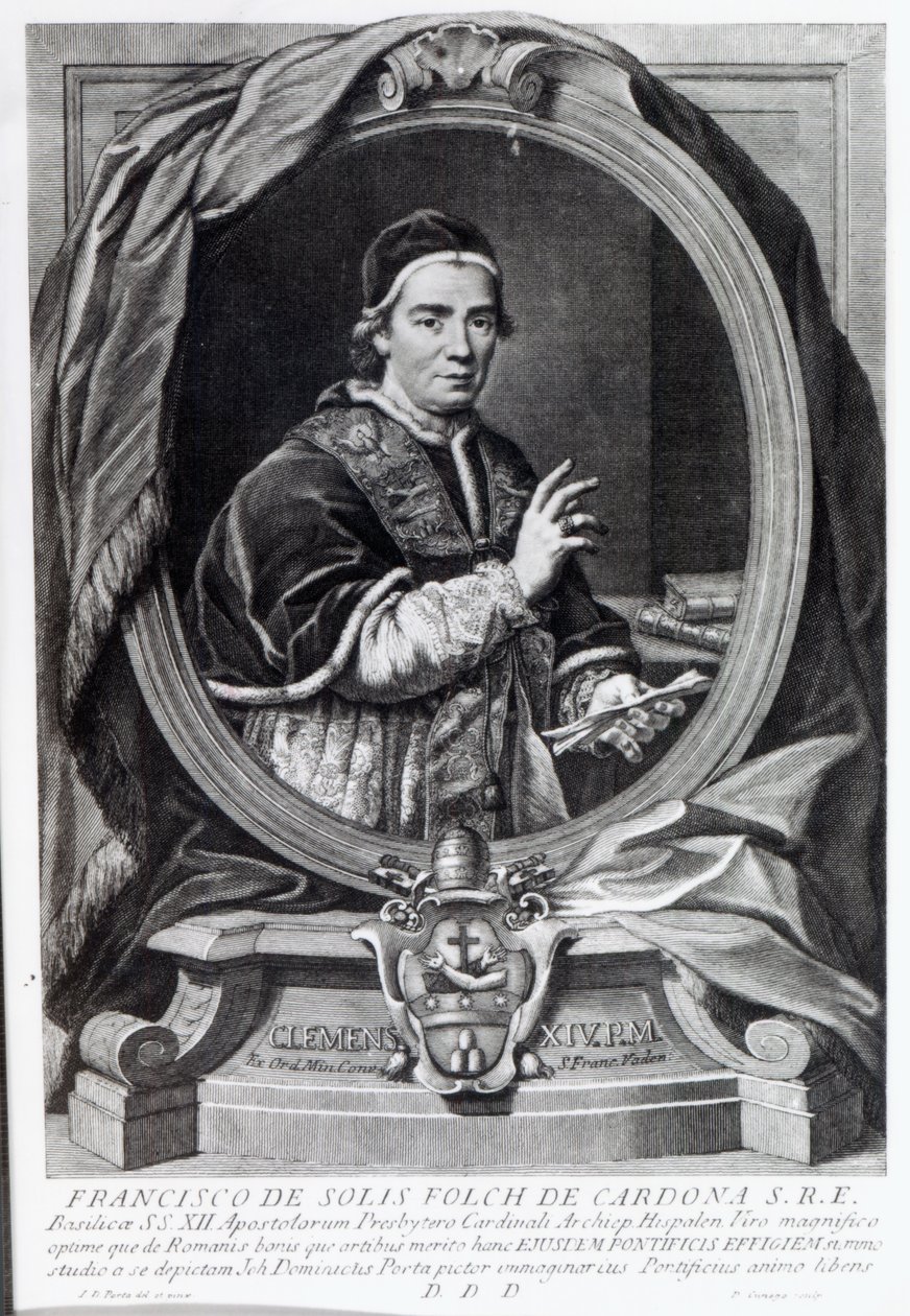 Pape Clément XIV, gravé par Domencio Cunego - Giovanni Domenico Porta