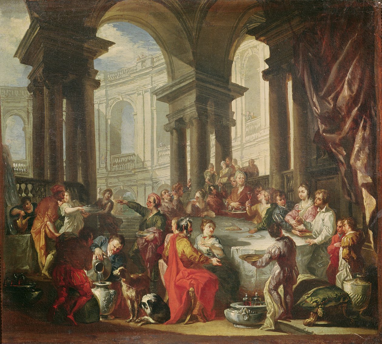 Un festin tenu dans un portique circulaire de l