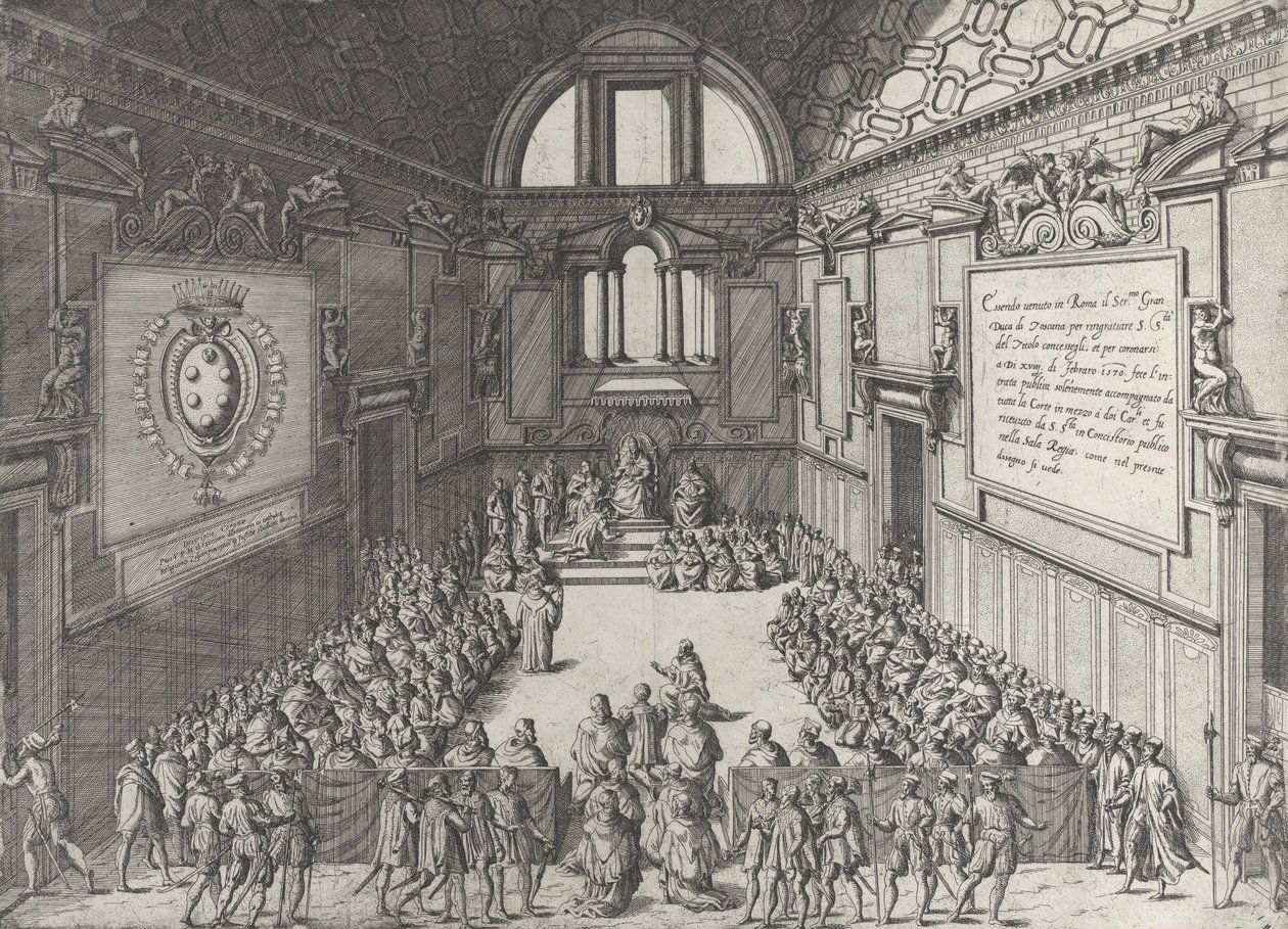Audience donnée par le pape Pie V à Cosme Ier, duc de Toscane - Giovanni Ambrogio Brambilla
