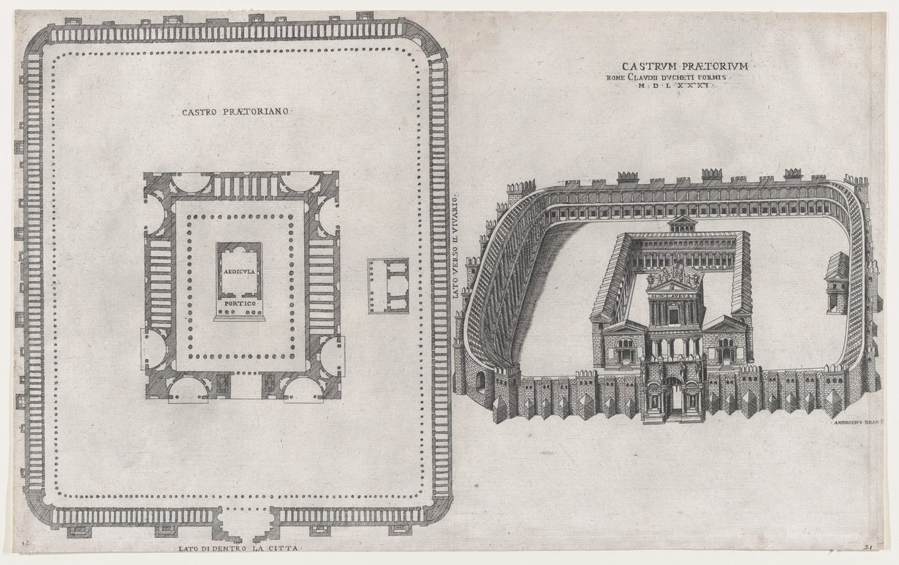 Speculum Romanae Magnificentiae: Castrum Praetorium, 1581 - Giovanni Ambrogio Brambilla