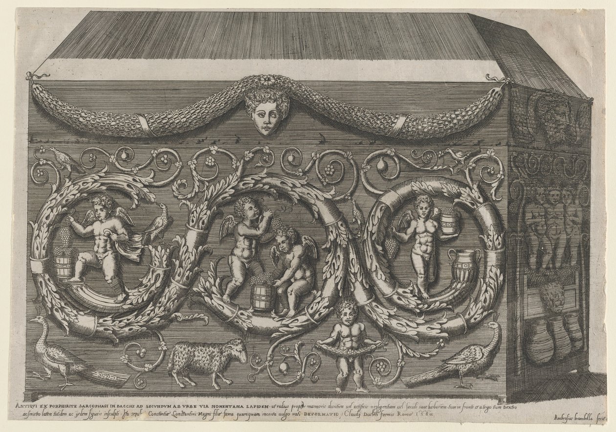 Speculum Romanae Magnificentiae: Sarcophage décoré avec arabesques, 1582 - Giovanni Ambrogio Brambilla