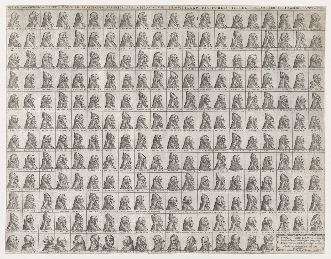 Speculum Romanae Magnificentiae : Petits portraits des papes de Christ à Sixte V, 1585 - Giovanni Ambrogio Brambilla