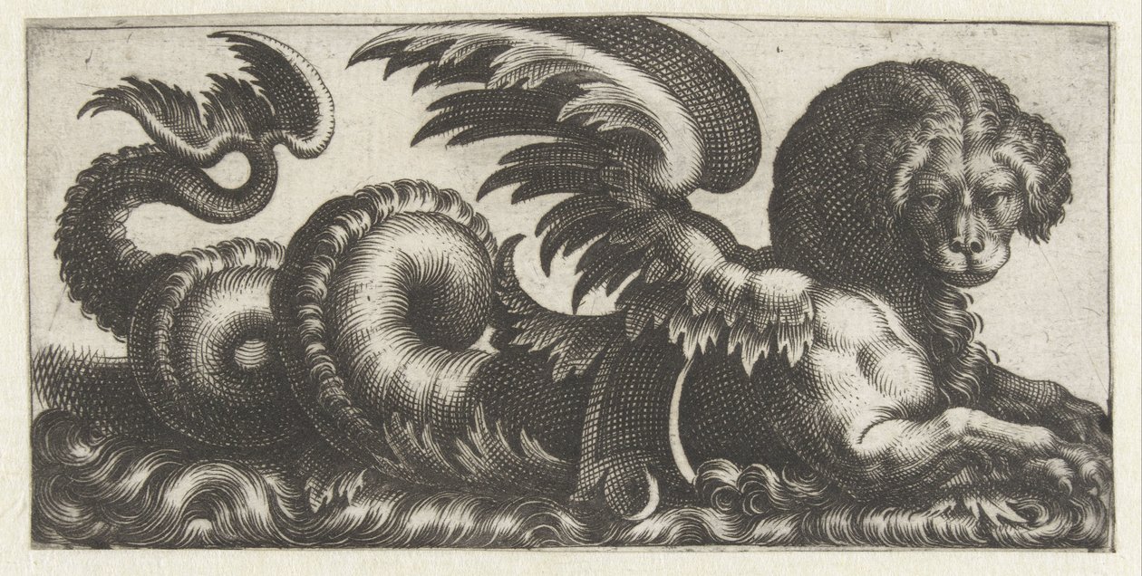 Phoque ailé avec une sorte de selle sur le dos - Giovanni Andrea Maglioli