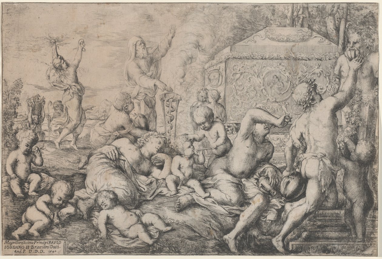 Bacchanale avec autel, faune et Silène - Giovanni Andrea Podesta