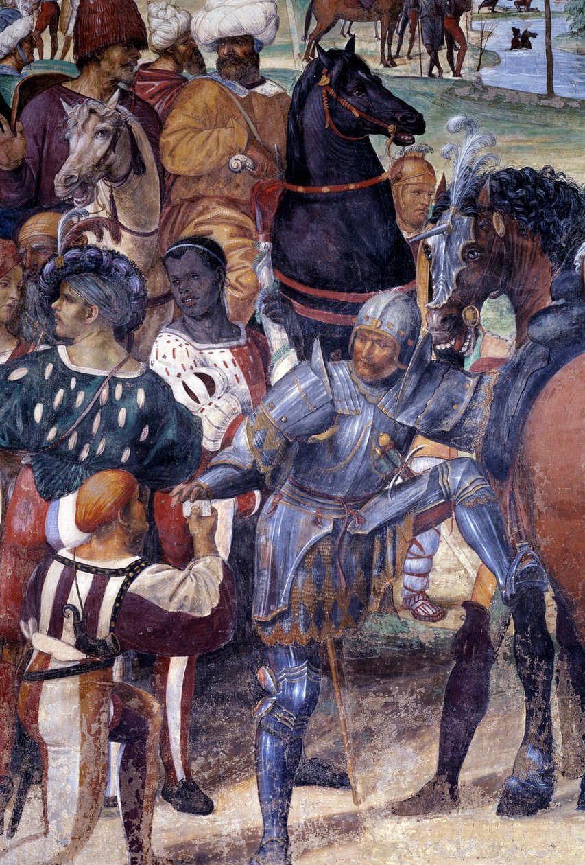 Comment Benoît prédit la destruction de Monte Cassino (détail) fresque du cloître réalisée par Antonio Bazzi dit il Sodoma (1477 - 1549) racontant la vie de Saint Benoît de Nursie (480 - 567) fondateur de l