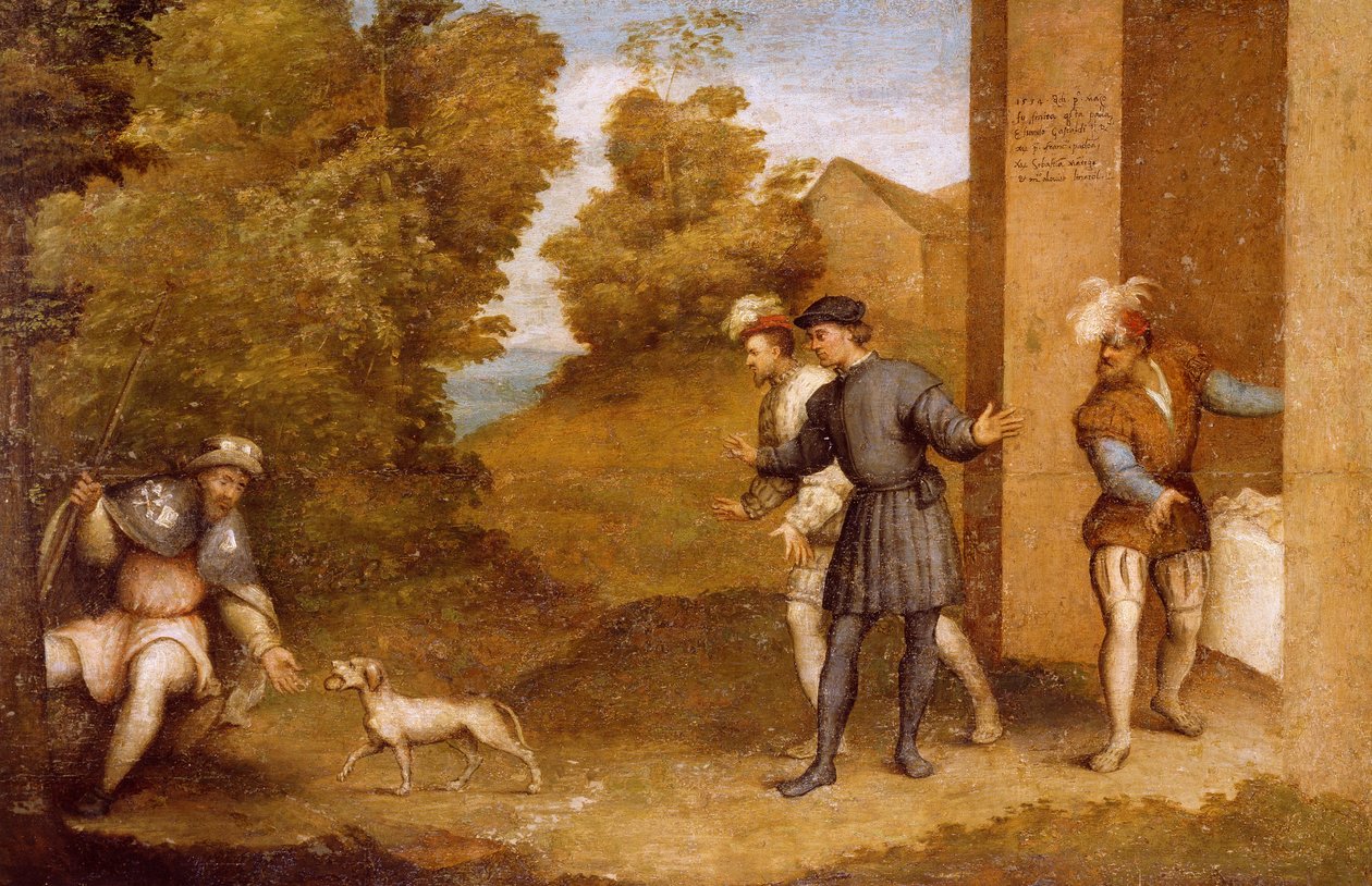 Saint Roch nourri par un chien, compartiment du Retable de Saint Gotthard - Giovanni Antonio Pordenone