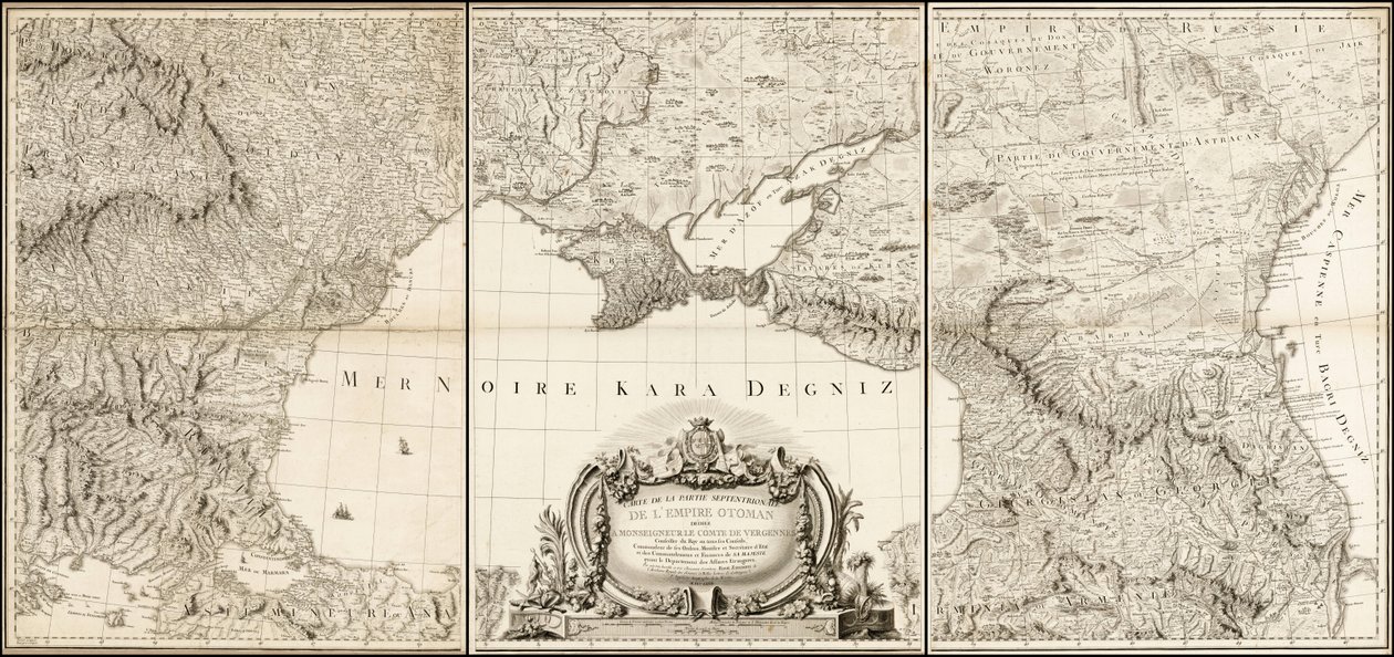 Carte de la mer Noire de 1774 avec les parties adjacentes des empires turc et russe - Giovanni Antonio Rizzi Zannoni