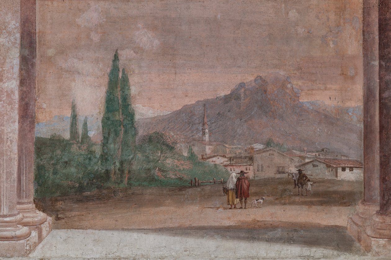 Palazzina (Petit Bâtiment) : vue de la première chambre et ses fresques représentant des épisodes de l