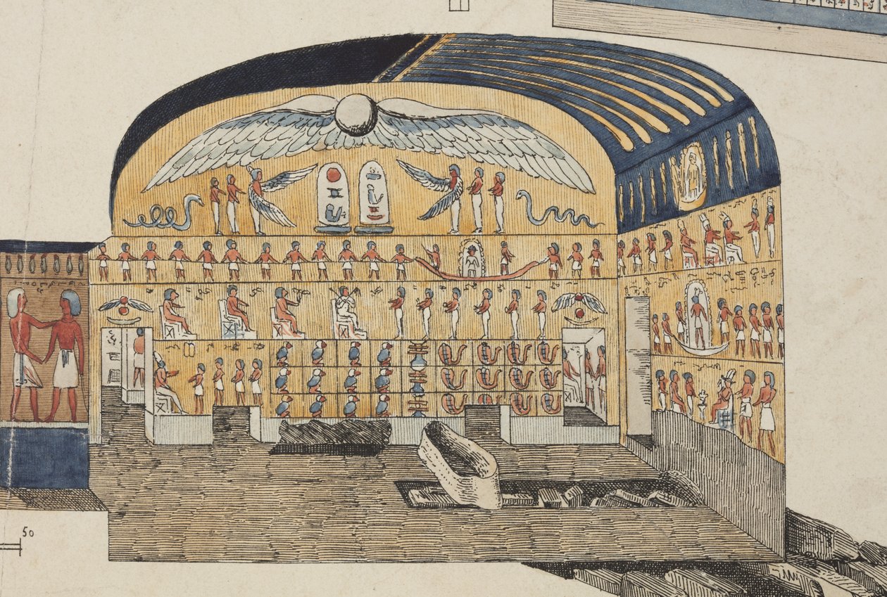 Section de la tombe de Psammuthis à Thèbes, découverte et ouverte par Belzoni en 1818 - Giovanni Battista (after) Belzoni
