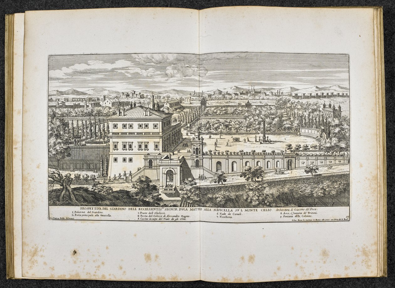 Prospettiva del Giardino dell eccellentis Signor Duca Mattei alla Navicella sul Monte Celio, Roma - Giovanni Battista (after) Falda