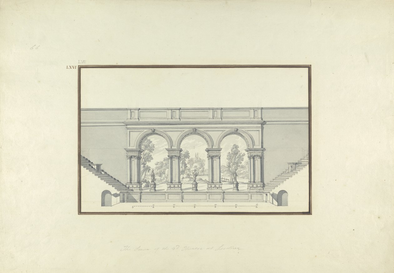 Reconstruction du deuxième théâtre à Laodicée, c.1750 - Giovanni Battista Borra