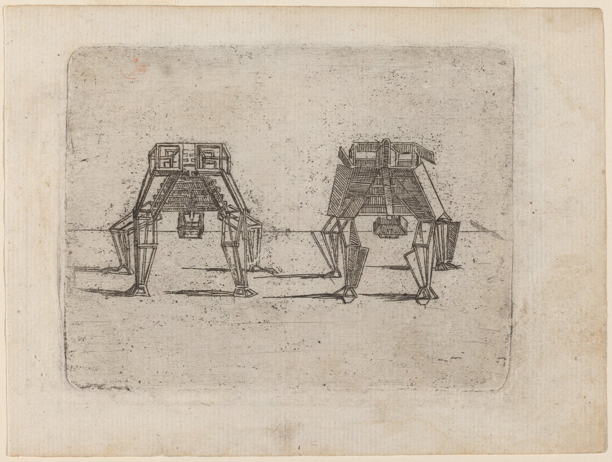 Deux Figures Cubiques avec leurs Mains au Sol - Giovanni Battista Bracelli