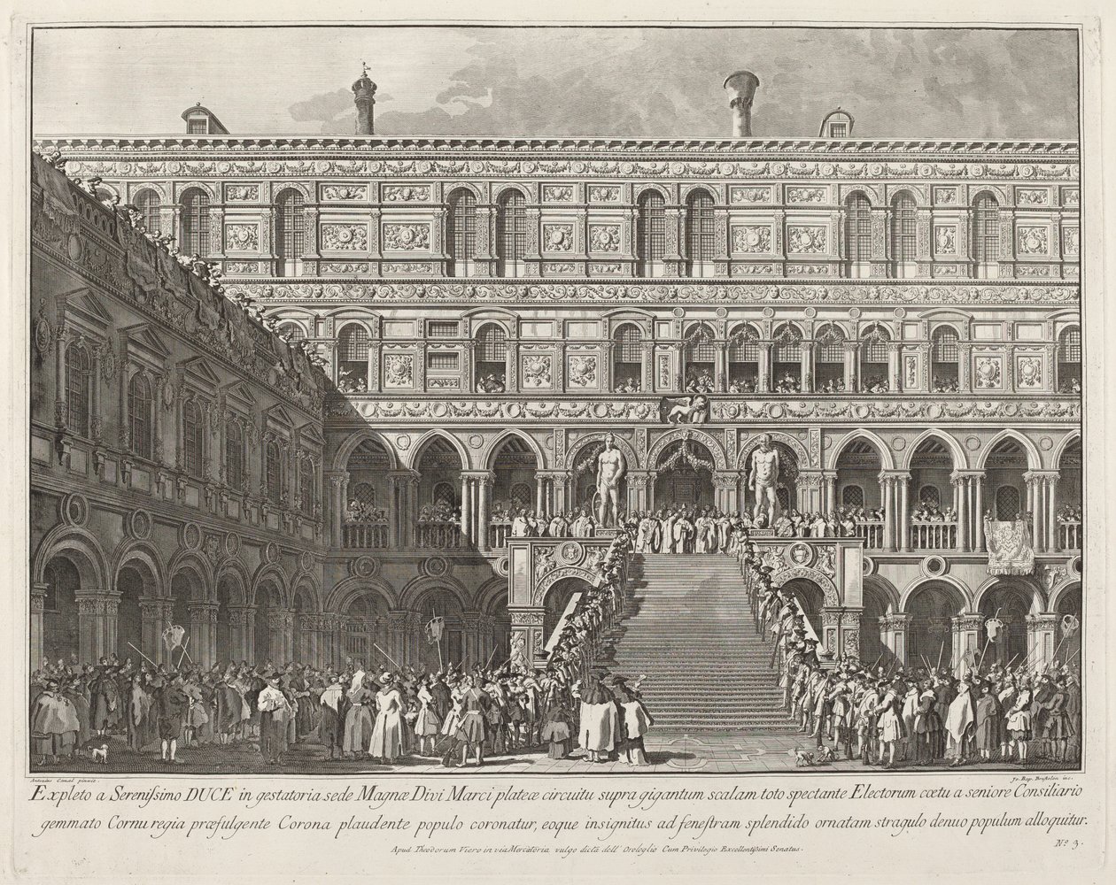 Le Doge couronné sur la Scala dei Giganti du Palais des Doges, 1763-1766 - Giovanni Battista Brostoloni