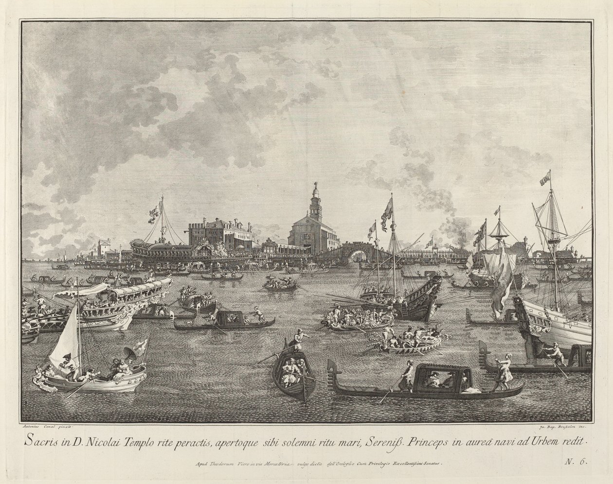 Le Doge dans le Bucintoro quittant San Nicolò di Lido - Giovanni Battista Brustolon after Canaletto