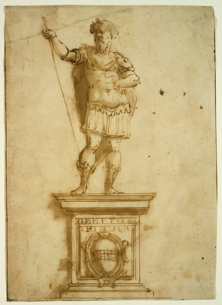Statue de guerrier debout sur un piédestal - Giovanni Battista Castello