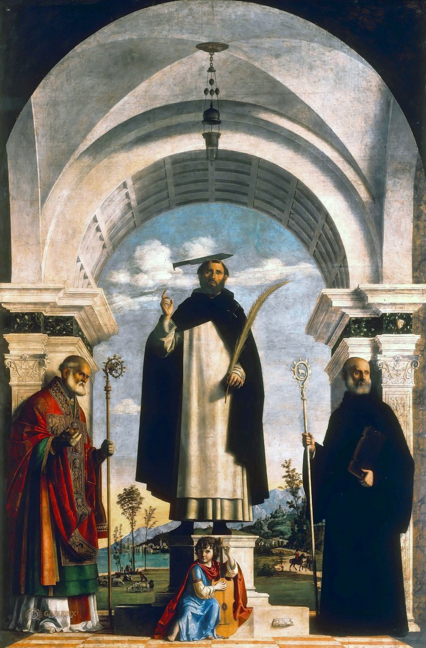 Saint Pierre martyr avec Saint Nicolas de Bari, Saint Benoît et un ange musicien - Giovanni Battista Cima da Conegliano