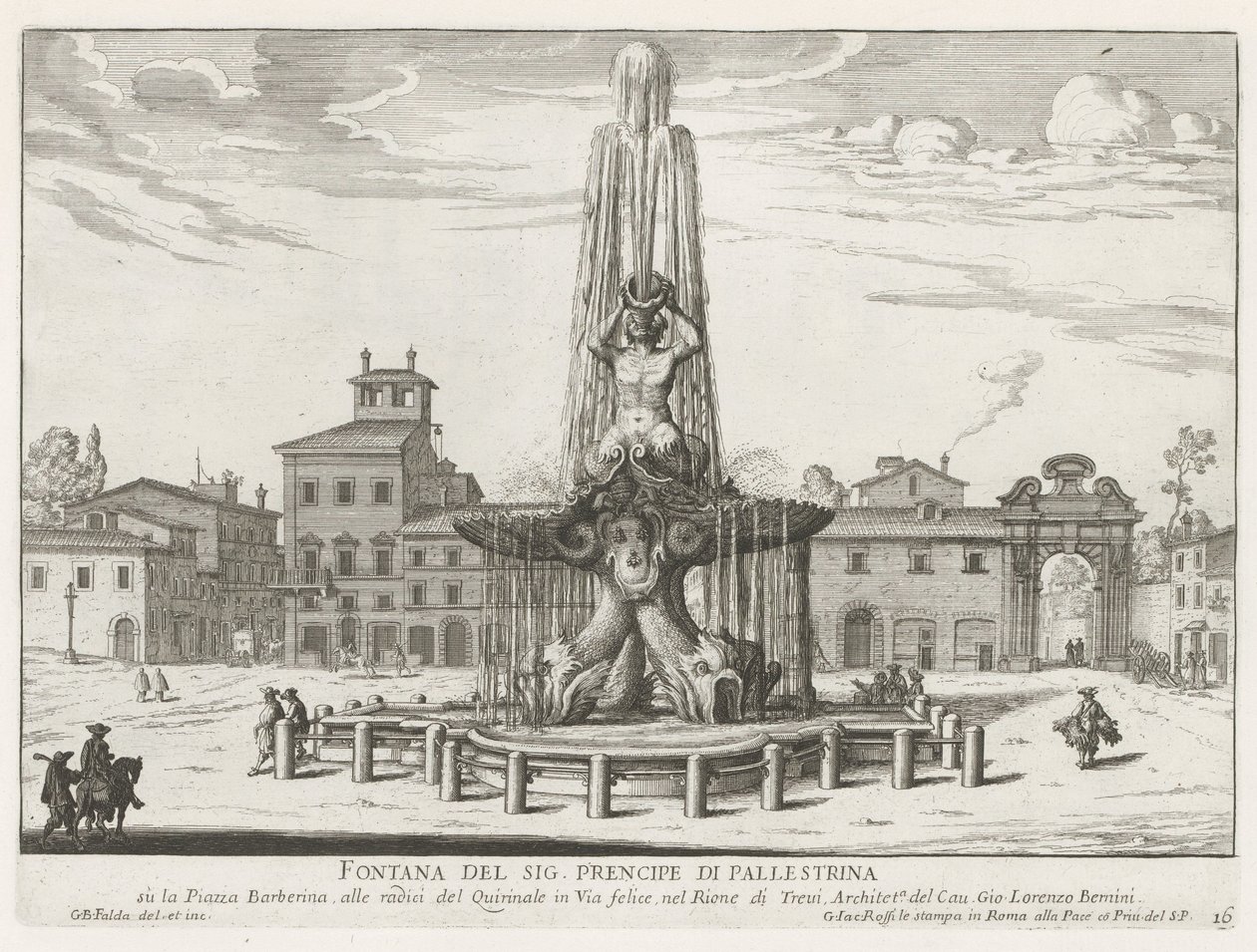 Fontaine du Triton sur la Piazza Barberini à Rome - Giovanni Battista Falda