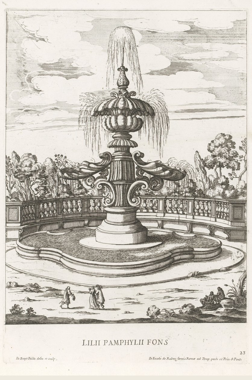 Fontaine dans les jardins de la Villa Doria Pamphilj à Rome - Giovanni Battista Falda