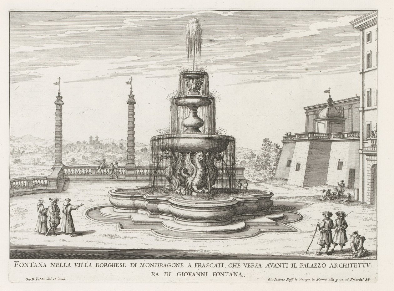 Fontaine dans les jardins de la Villa Mondragone à Frascati - Giovanni Battista Falda