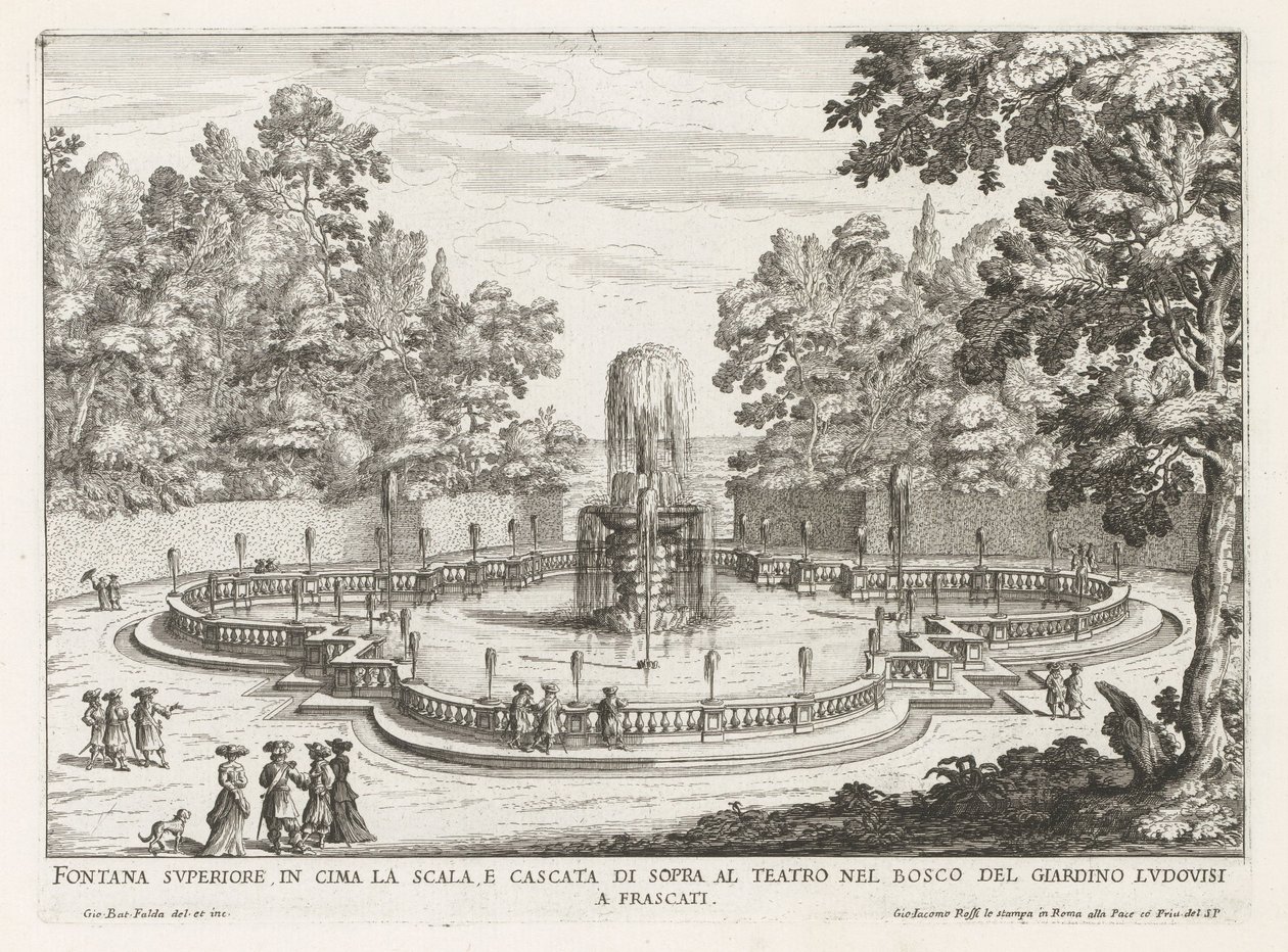 Fontaine dans les jardins de la Villa Torlonia à Frascati - Giovanni Battista Falda