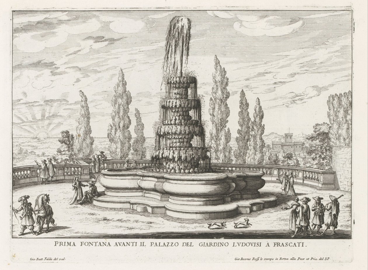 Fontaine dans les jardins de la Villa Torlonia à Frascati - Giovanni Battista Falda