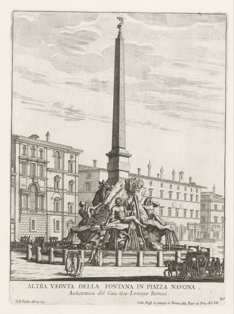 Fontaine des Quatre-Fleuves sur la Piazza Navona à Rome - Giovanni Battista Falda