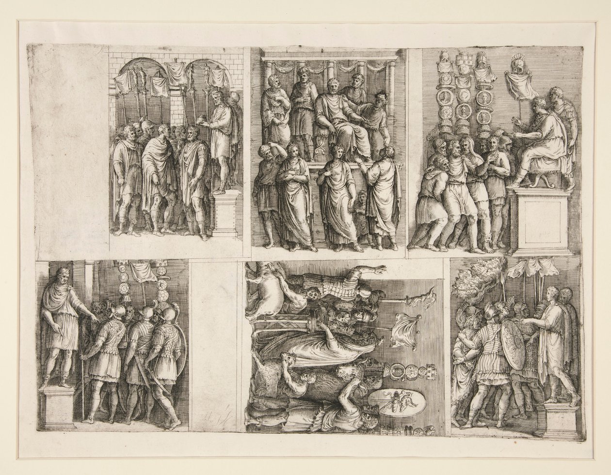 Six vignettes de la vie de Trajan - Giovanni Battista Franco (called Il Semolei)