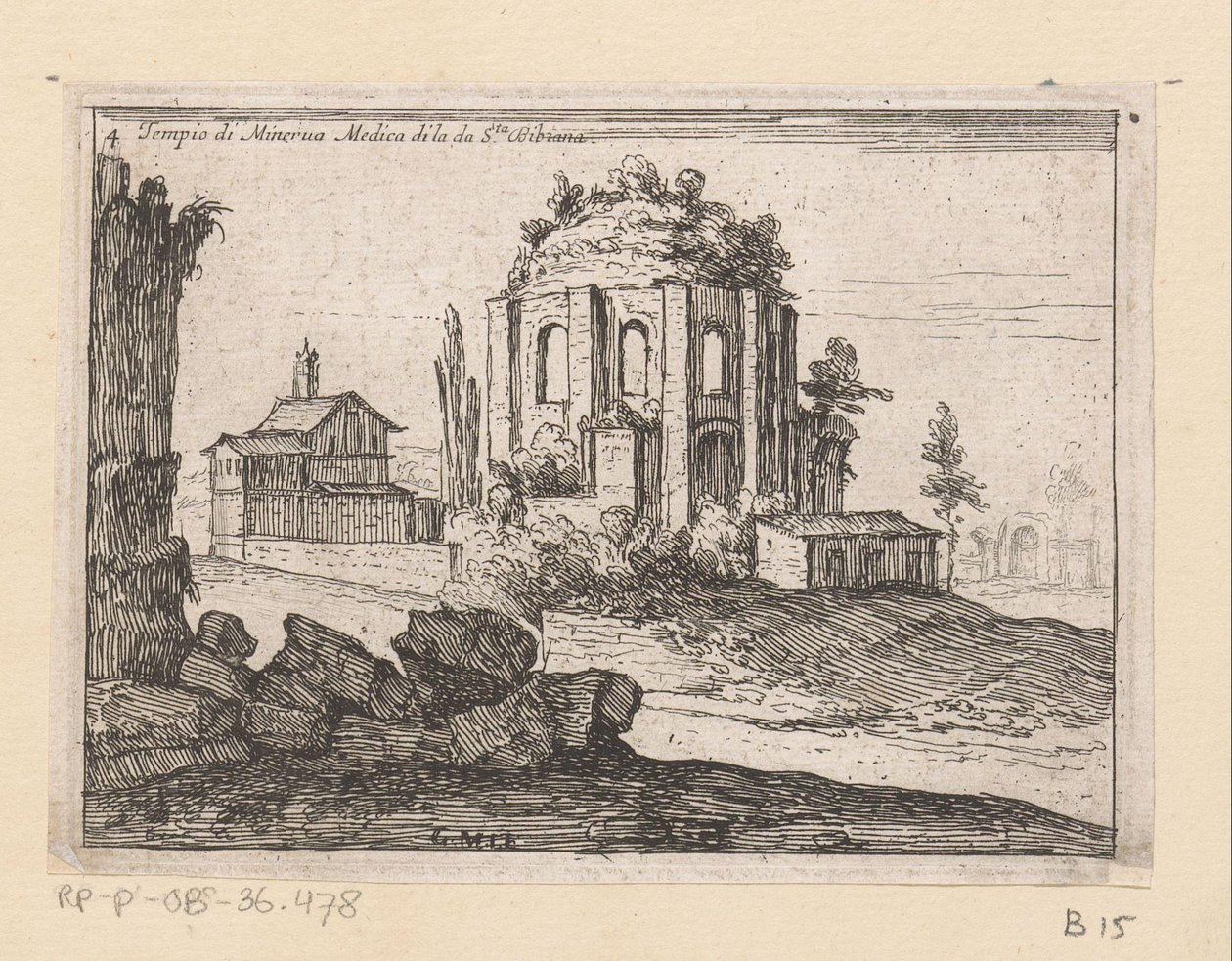 Vestiges du Temple de Minerve Médica dans un paysage
Tempio di Minerva Medica di la da S.ta Bibiana (titre sur l