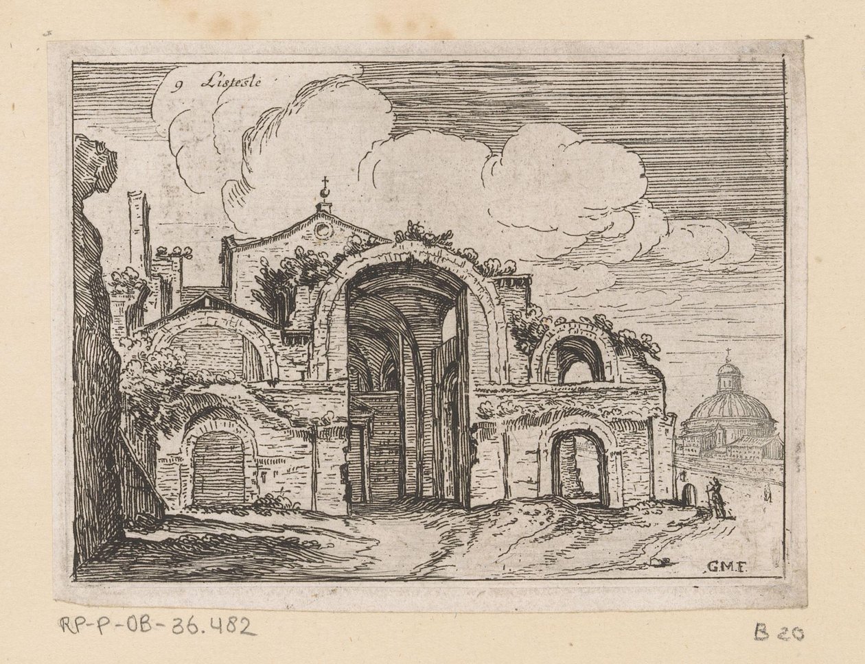 Vestiges des Thermes de Dioclétien à Rome (Gezichten op Rome, série) - Giovanni Battista Mercati