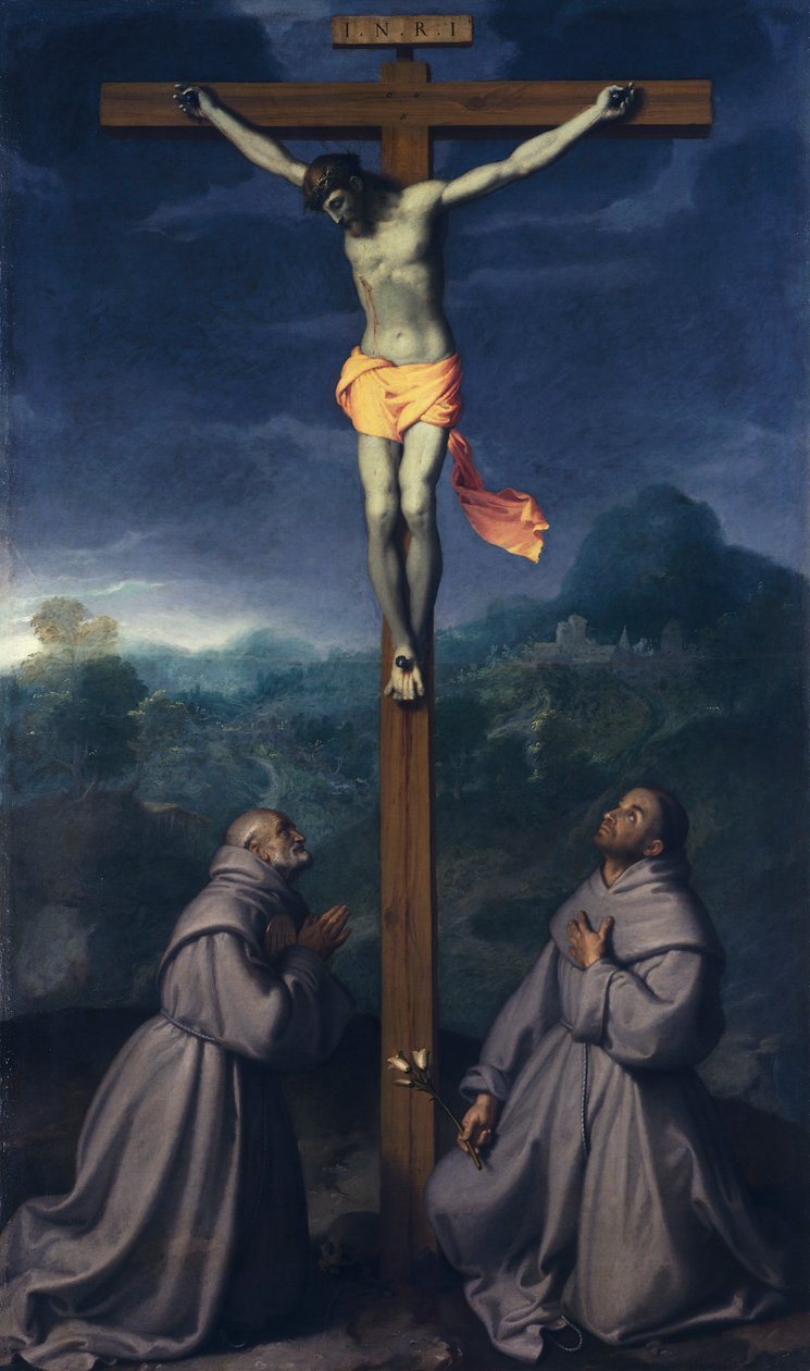 Crucifixion avec Saints Bernardino et Antoine de Padoue, Église de San Giuliano, Albino - Giovanni Battista Moroni