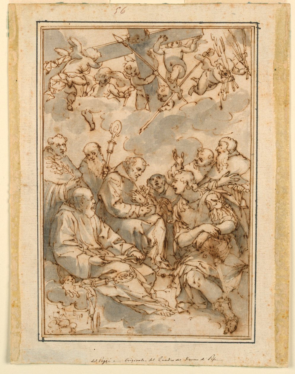Exaltation de la Croix et des Saints (Conception pour une peinture pour la cathédrale de Pise) - Giovanni Battista Paggi