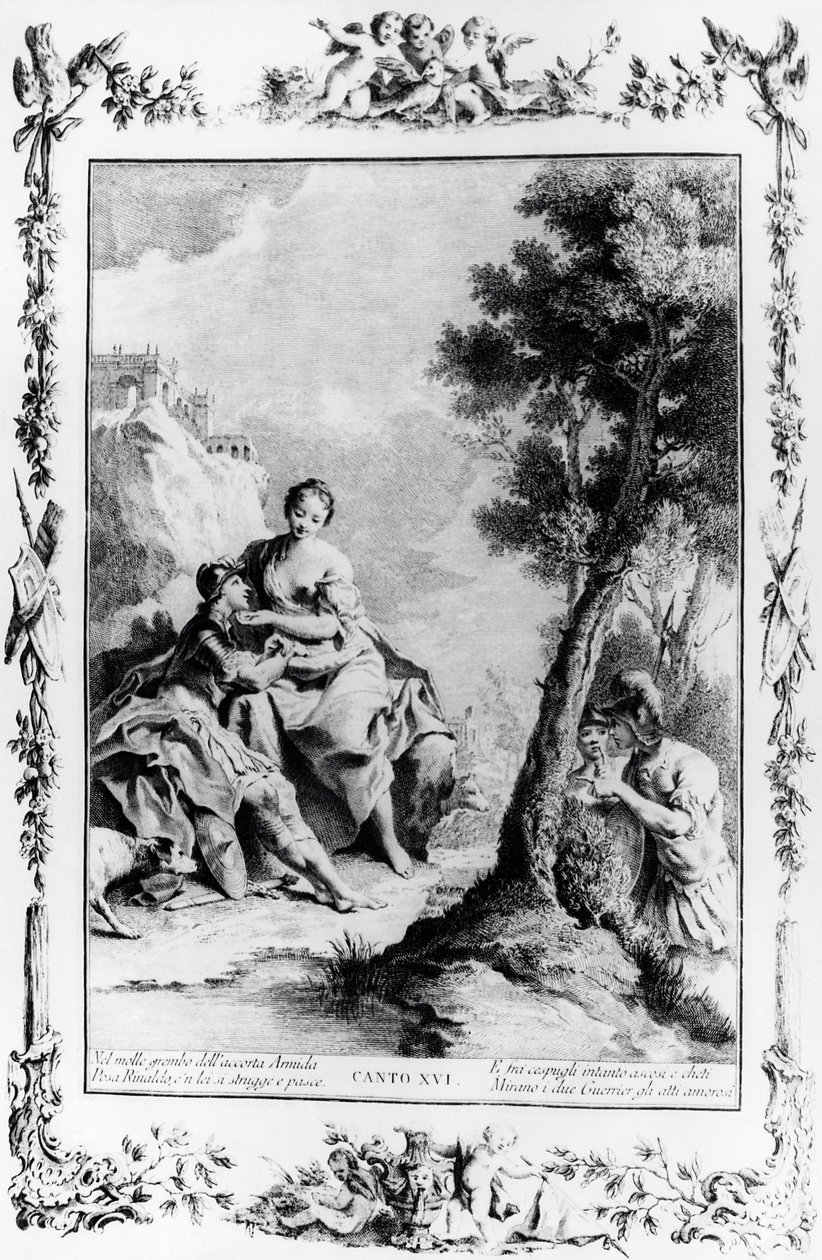 Armida et Rinaldo vus par les Croisés Carlo et Ubaldo, chant XVI, Jérusalem délivrée - Giovanni Battista Piazzetta