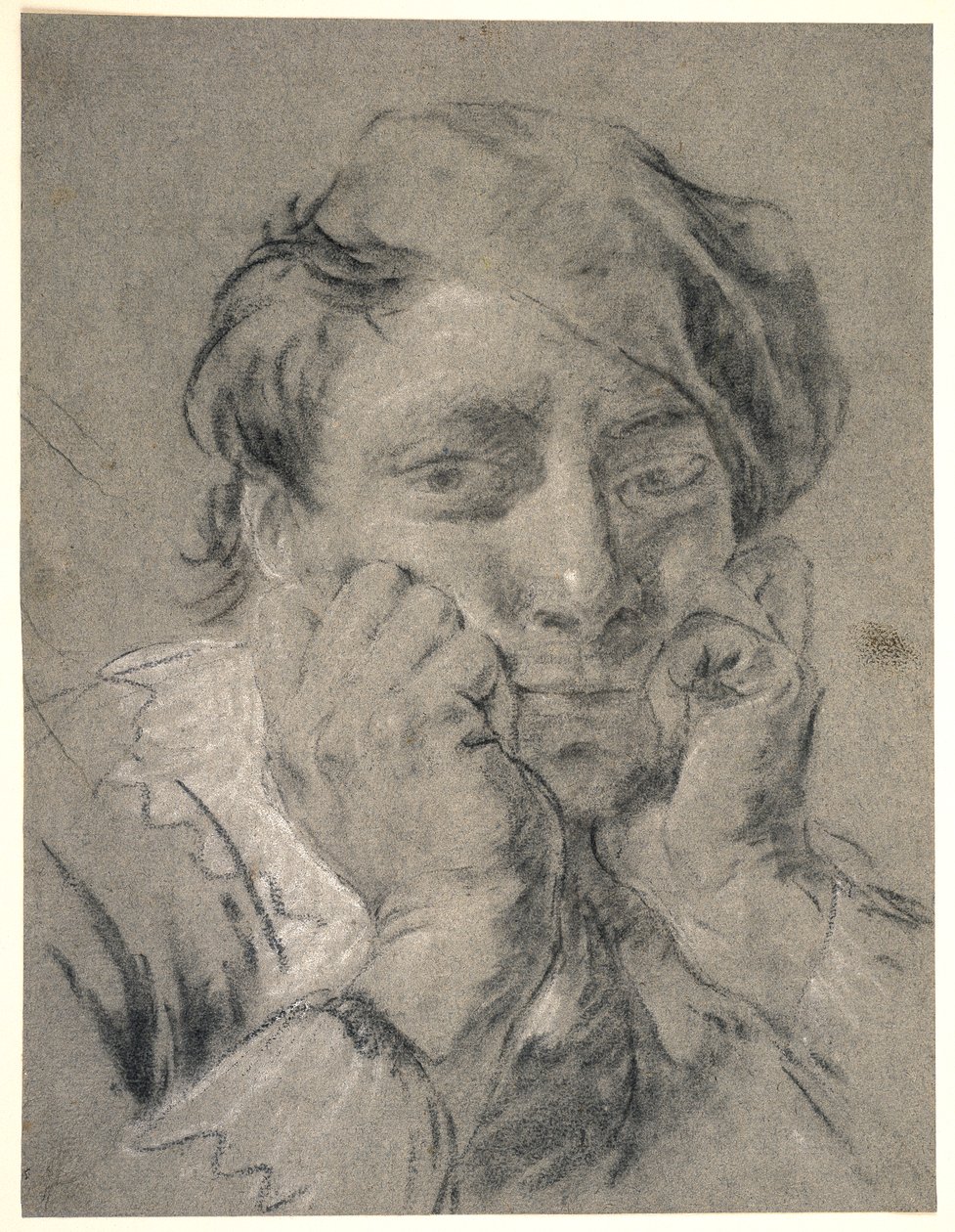 Jeune homme tenant un Beretta, la tête entre les mains - Giovanni Battista Piazzetta