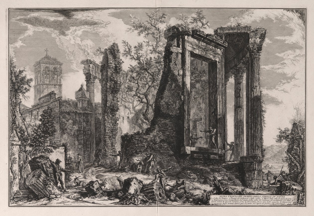Autre vue du Temple de la Sibylle à Tivoli, de Vedute di Roma - Giovanni-Battista Piranesi