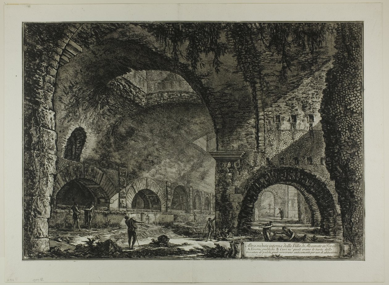 Une autre vue intérieure de la Villa de Mécène, Tivoli, des Vues de Rome - Giovanni Battista Piranesi