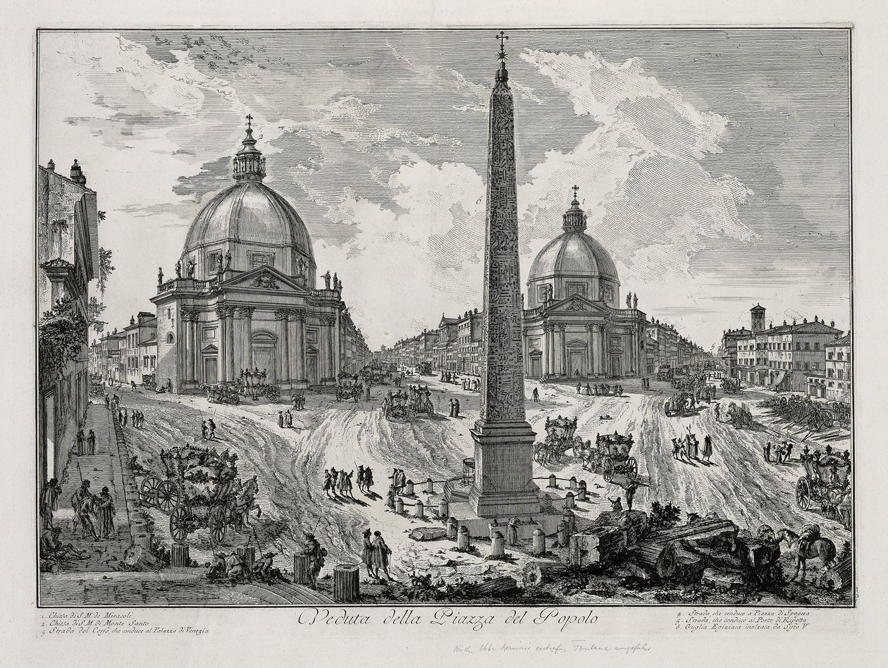 Vue de la Piazza del Popolo (tirée de : Vedute di Roma) - Giovanni Battista Piranesi