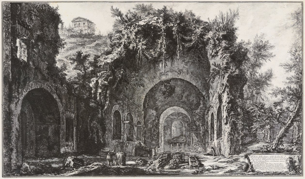 Vue de la source et des grottes d