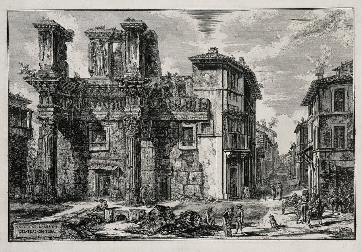 Vue des vestiges du forum de Nerva à Rome (tiré de : Vedute di Roma) - Giovanni Battista Piranesi