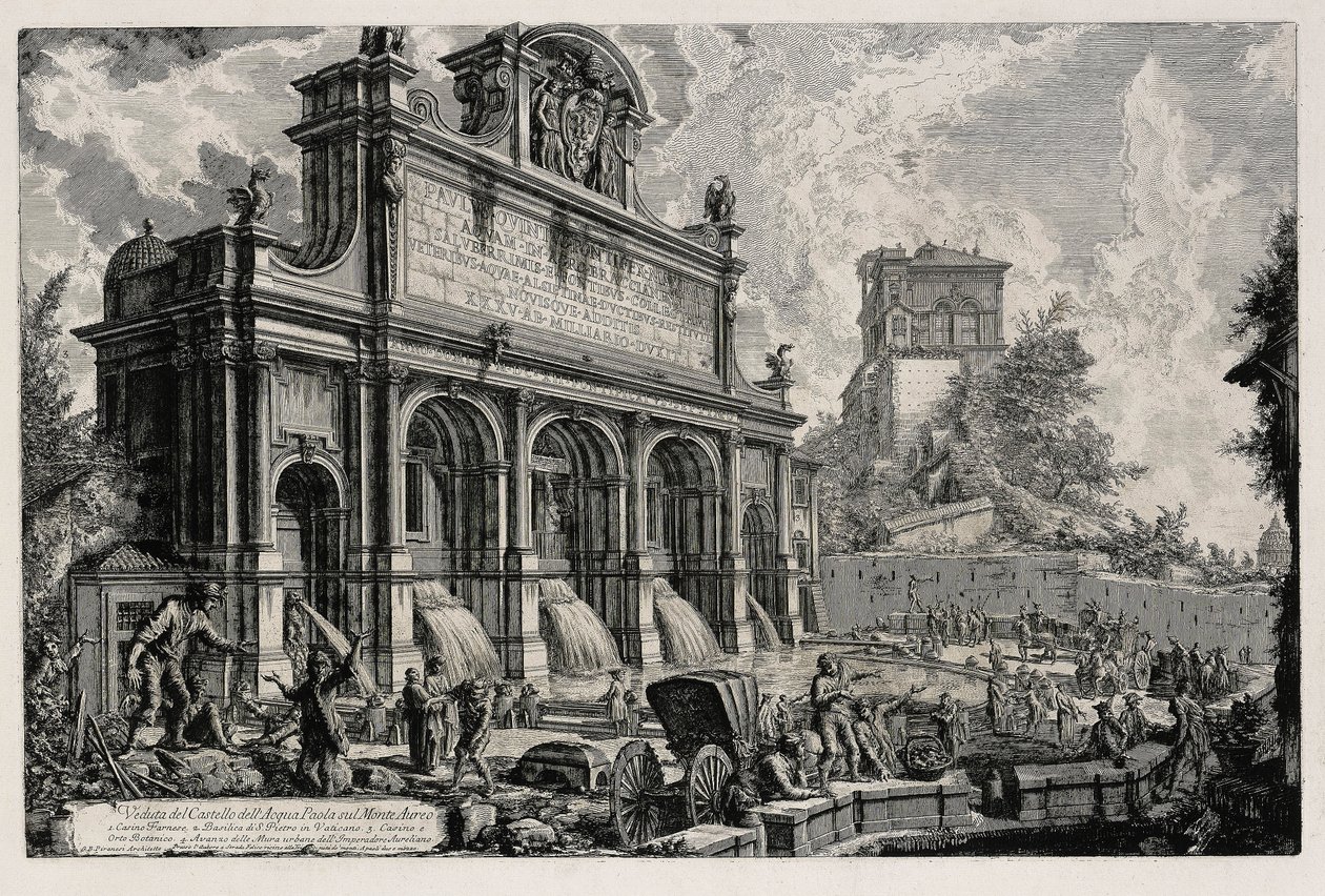 Vue de la source Acqua Paola sur le Janicule (tiré de : Vedute di Roma) - Giovanni Battista Piranesi