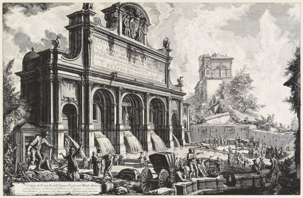 Vue du Castello dell’Acqua Paola sur le Monte Aureo (Gianicolo) - Giovanni Battista Piranesi