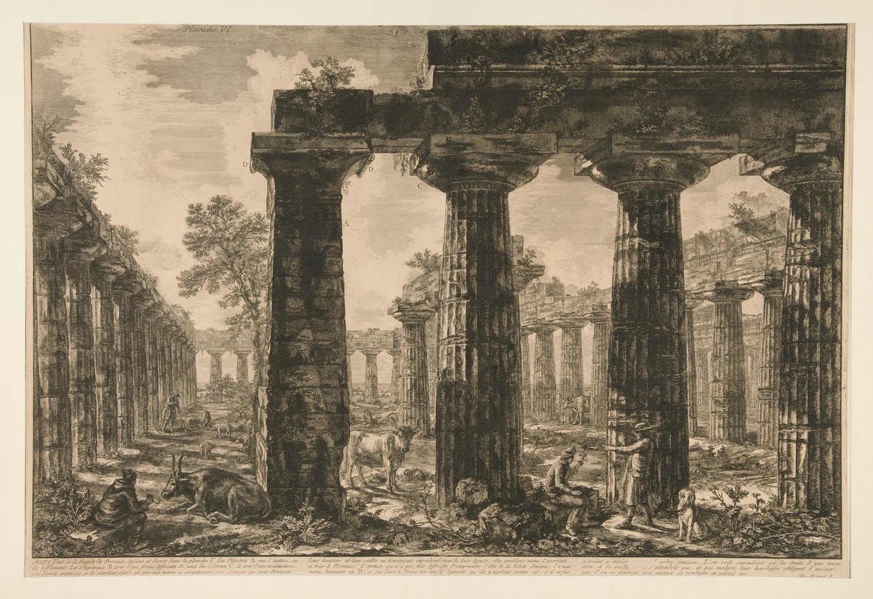 Autre vue de la façade du pronaos, dessinée et décrite dans la planche V, de Différentes vues - Giovanni Battista Piranesi
