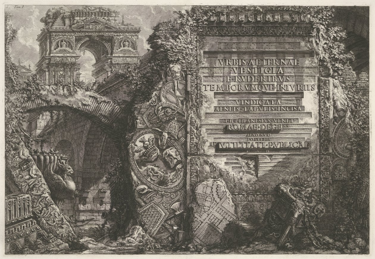 Frontispice avec ruines antiques et un arc de triomphe (Frontispice du volume I de 